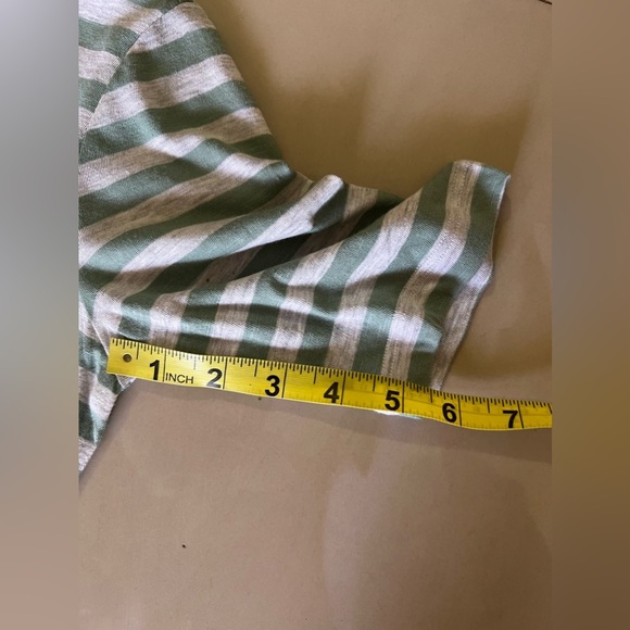 LOGO By Lori Goldstein Stripe Knit Shift Dress Flounce Hem Green XXS - Picture 12 of 16